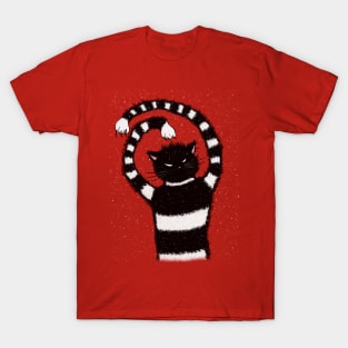 Evil Cat In Snowy Winter T-Shirt